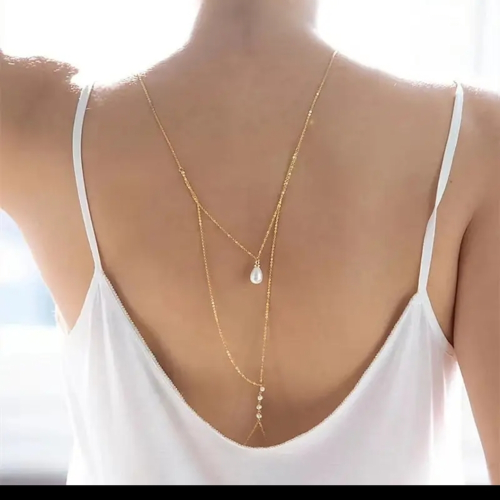Source Unknown Gold Y-Shaped Necklace